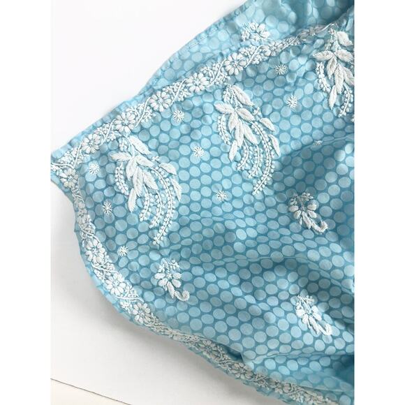 Amaya Textiles Size 40 (10) Blue White Floral Embroidered Kaftan Caftan Dress - Picture 11 of 11